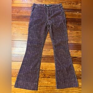 NWT PLUGG Stretchy Brown Corduroy Flare Pants High Rise 30” Waist Women’s Size 7